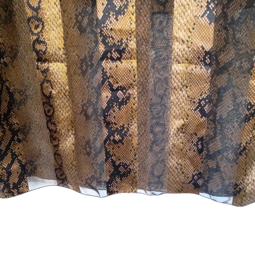 Vintage Jean Player Brown Snakeskin Print Sheer Scarf Gold Metallic Square 42